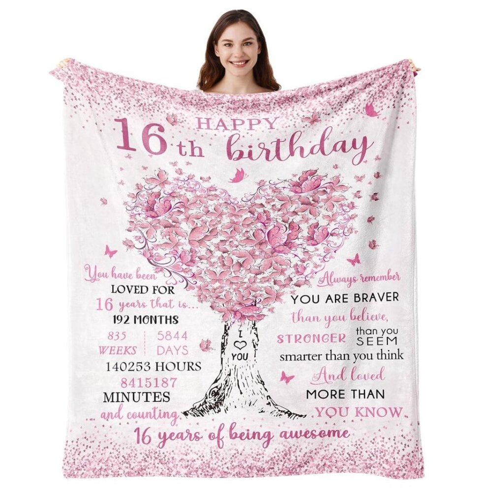 Happy 16th Birthday Throw Blanket 50"X60"